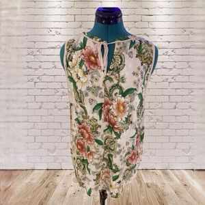 Loft floral blouse with tie at back of neck